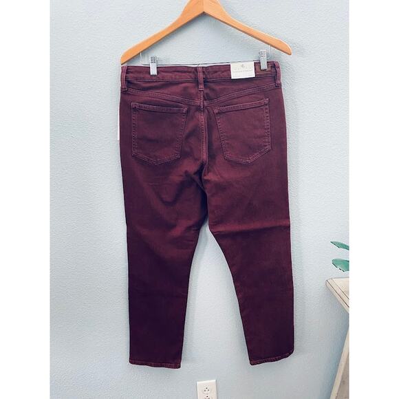 Ralph Lauren Premier Straight Ankle Jeans Pinot Noir Burgundy Size 12 - Picture 5 of 9
